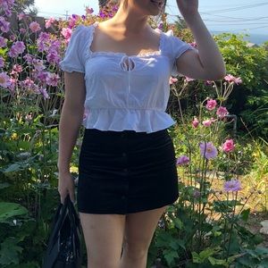 URBAN OUTFITTERS Black Button-up Suede Skirt  M